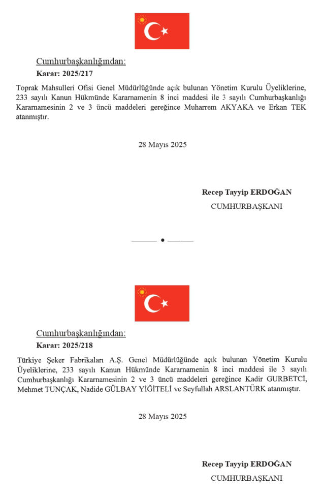 29 Mayıs Perşembe 2025 Resmi Gazete ATAMA KARARLARI! Bugünün kararları neler? 29 Mayıs Resmi Gazete yayımlandı! 32266 sayılı Resmi Gazete atamalar lis