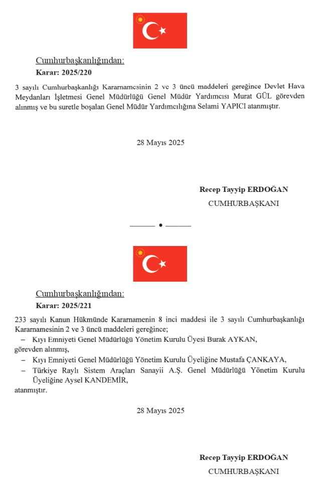 29 Mayıs Perşembe 2025 Resmi Gazete ATAMA KARARLARI! Bugünün kararları neler? 29 Mayıs Resmi Gazete yayımlandı! 32266 sayılı Resmi Gazete atamalar lis