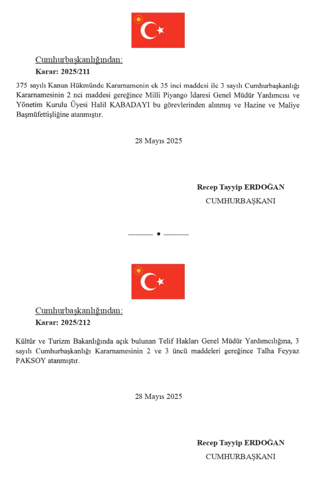 29 Mayıs Perşembe 2025 Resmi Gazete ATAMA KARARLARI! Bugünün kararları neler? 29 Mayıs Resmi Gazete yayımlandı! 32266 sayılı Resmi Gazete atamalar lis