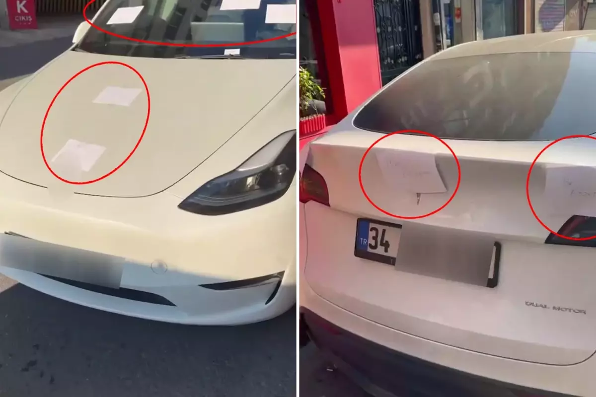 Aracını yolun ortasında bıraktı, esnaf 3 dilde 'Ben eşeğim' yazılı not yapıştırdı