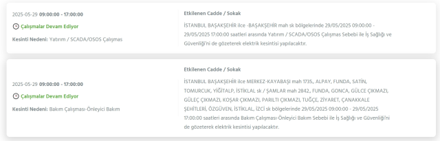 İstanbul BAŞAKŞEHİR elektrik kesintisi! 29 Mayıs Başakşehir elektrik kesintisi ne zaman bitecek, elektrikler ne zaman gelecek?