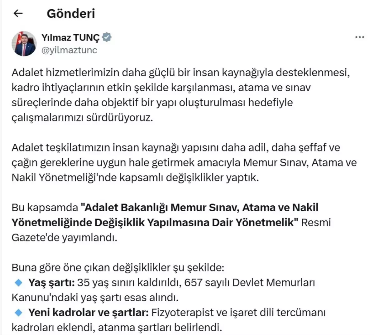 Adalet Bakanlığı'ndan Memur Sınavı ve Atama Yönetmeliğinde Değişiklikler