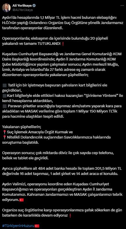 Major Organized Crime Operation in Aydın: Blow to the Gang with a Volume of 1.1 Billion TL