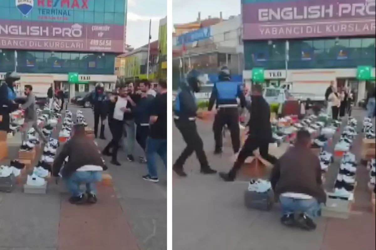 Seyyar satıcı zabıtaya bıçak çekti, polis müdahale etti