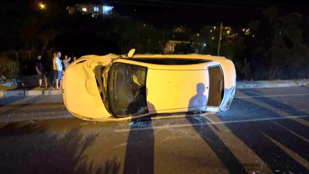 Gazipaşa'da Takla Atan Araçta Sürücü Yaralanmadan Kurtuldu