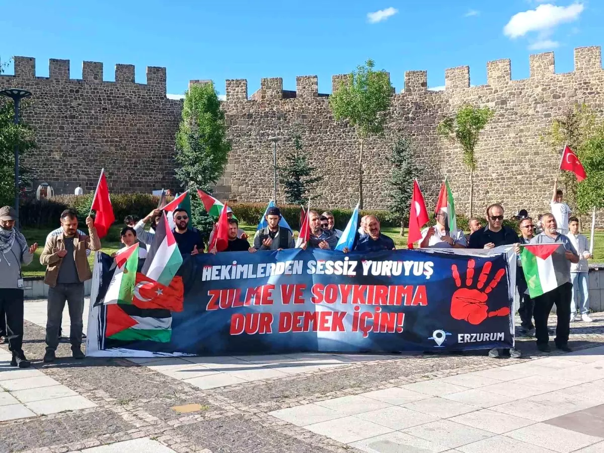 Erzurum'da Hekimlerden Gazze İçin Protesto
