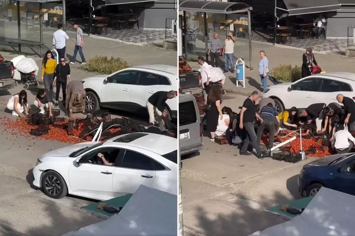 Çilekler yola saçıldı, vatandaşlar bakın ne yaptı