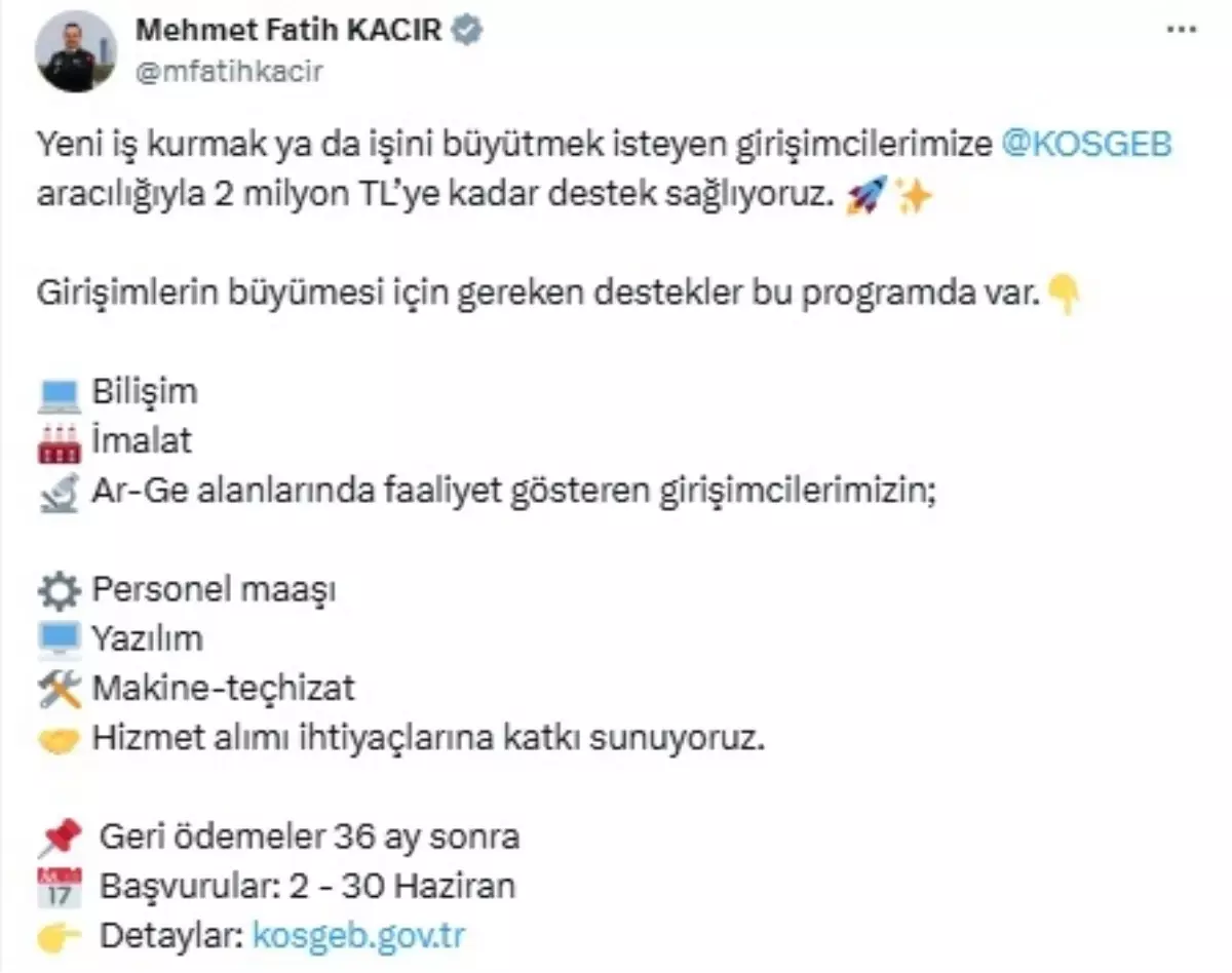 KOSGEB ile Girişimcilere 2 Milyon TL Destek