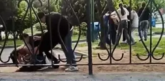 Parkta kızların da olduğu 3 grup birbirlerine acımasızca vurdu