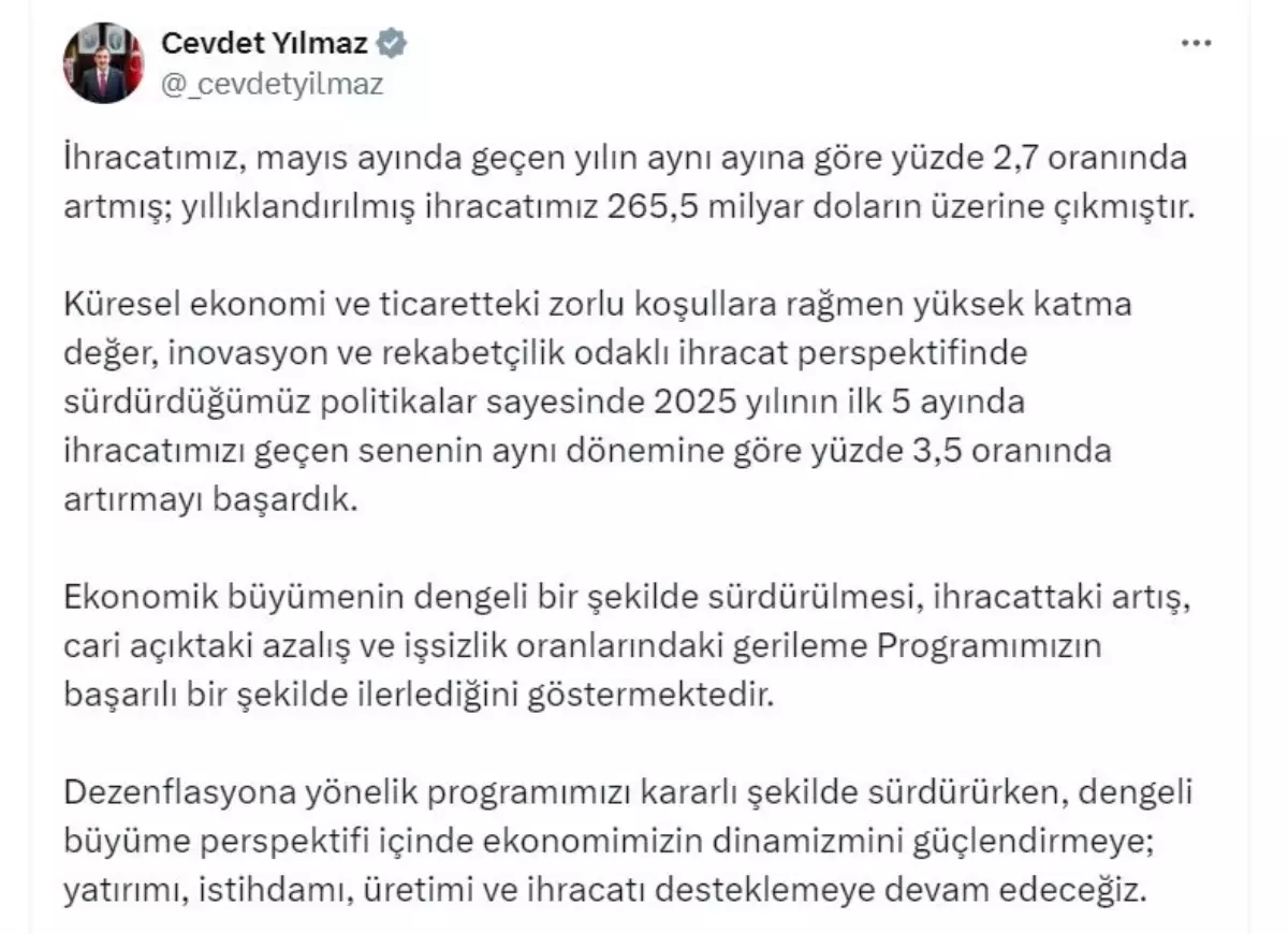 2025 Yılı İhracatı, Geçen Yıla Göre Artış Gösterdi