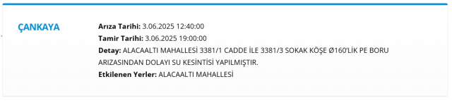 Ankara ÇANKAYA su kesintisi! 3-4 Haziran ASKİ Çankaya su kesintisi ne zaman bitecek, sular ne zaman gelecek?