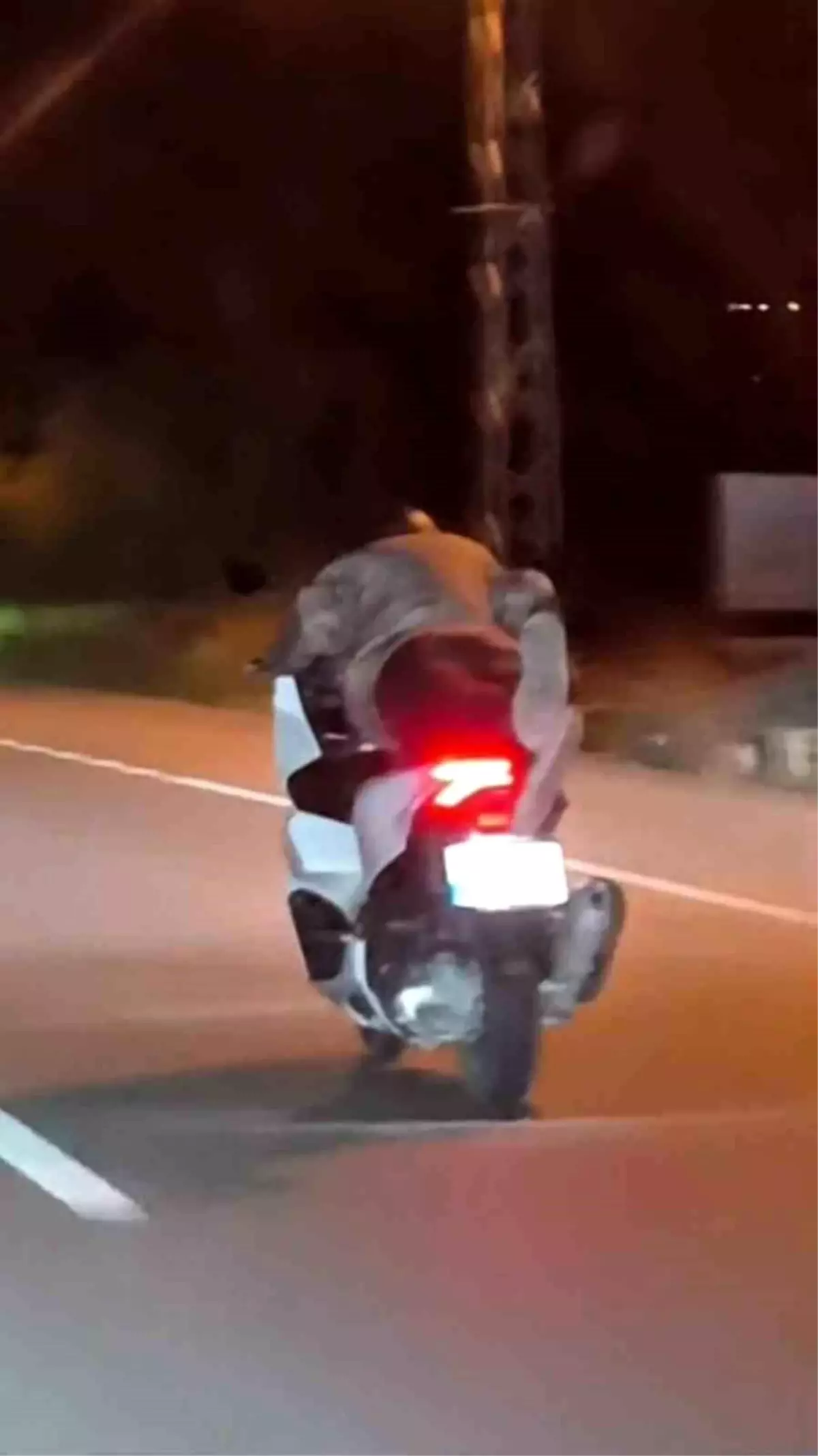 Hatay'da Motosiklet Sürücüsünün Tehlikeli Akrobasi Gösterisi