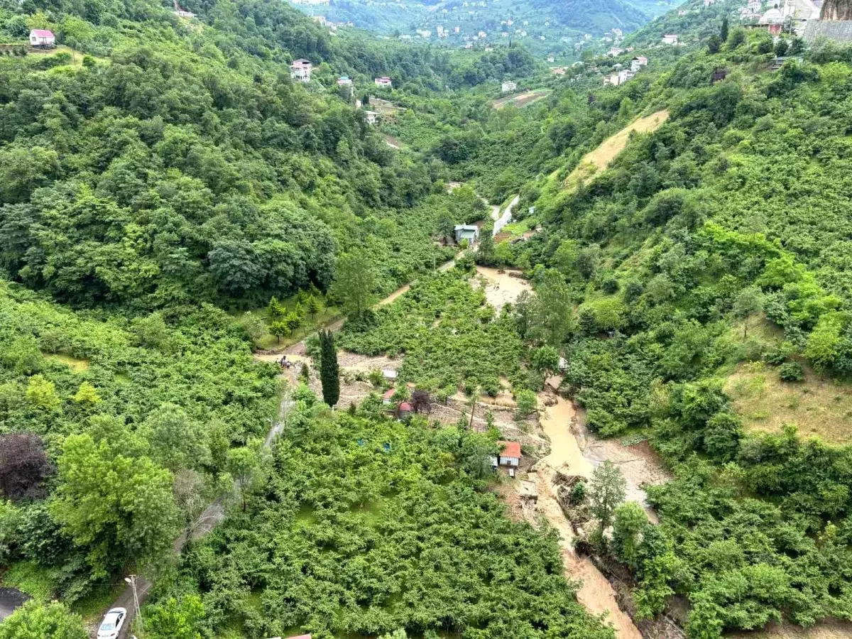 Trabzon'da Toklu Deresi Taştı, Yollar Su Altında Kaldı