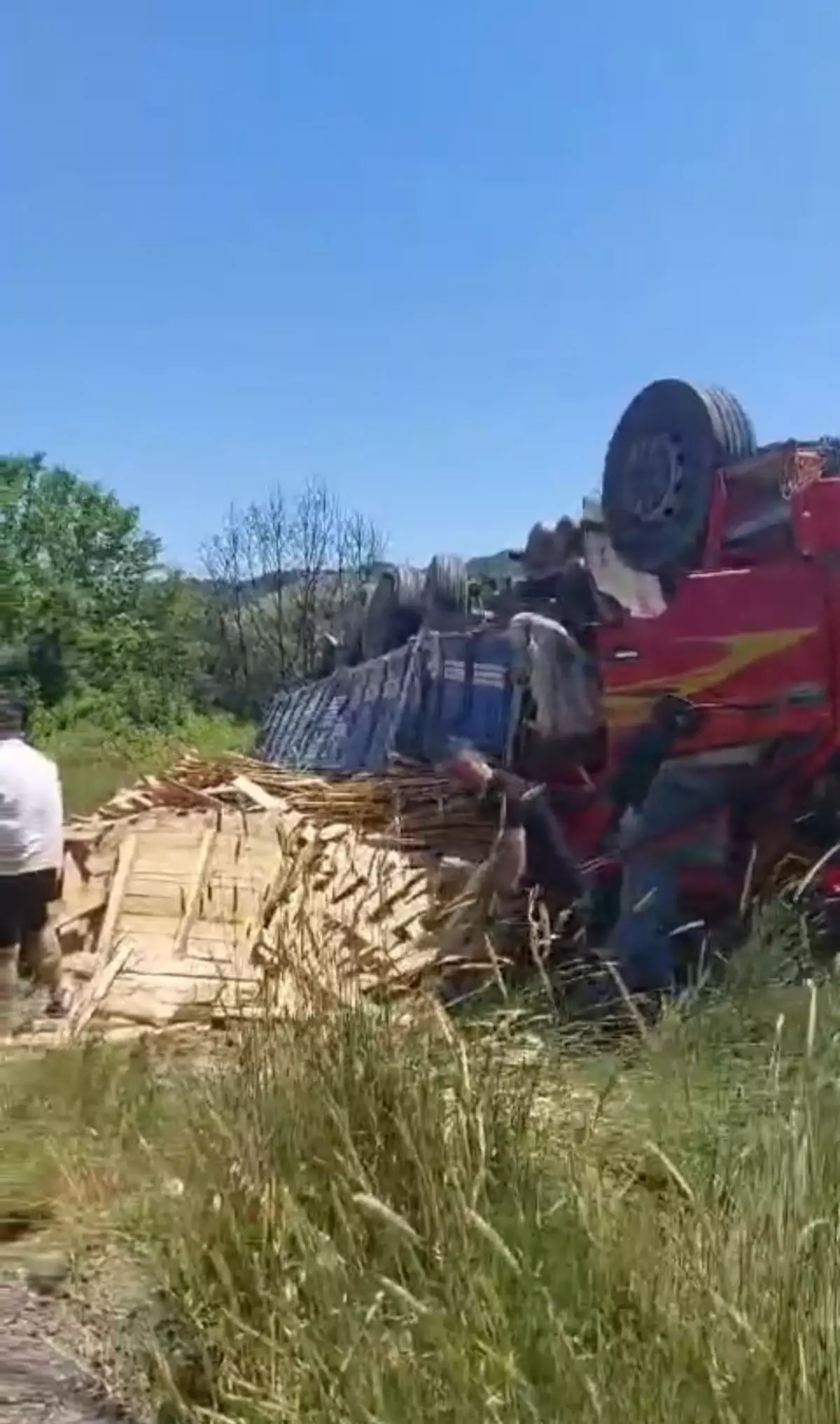 Yalova'da Freni Boşalan Kamyon Devrildi: Sürücü Yaralandı