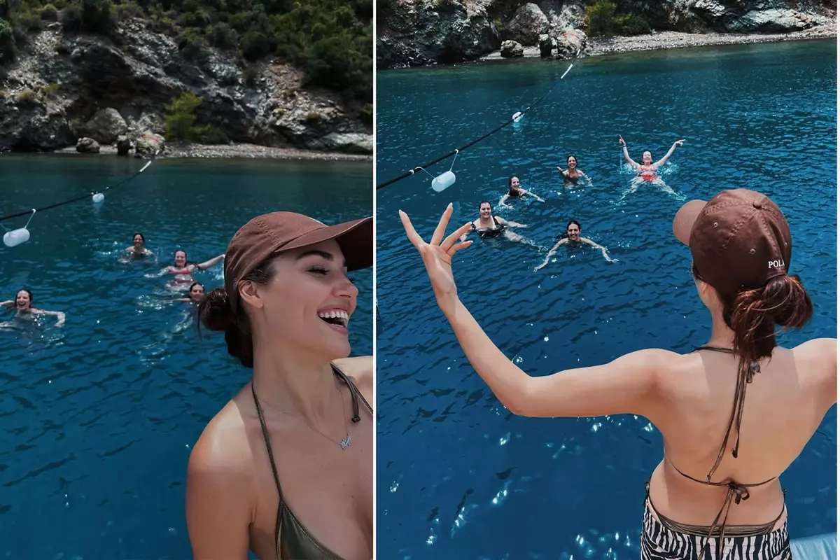 Hande Erçel arkadaşlarıyla mavi turda