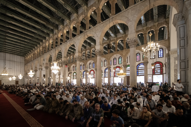 The first Eid al-Adha prayer was held at the Umayyad Mosque after the fall of the Assad regime