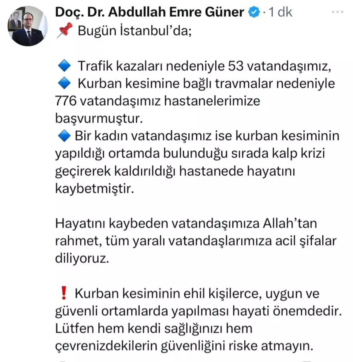Kurban Bayramı'nda Hayatını Kaybedenler ve Yaralanmalar