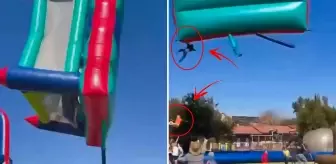 Havaya uçan şişme kalede bulunan çocuklar metrelerce yükseklikten yere çakıldı