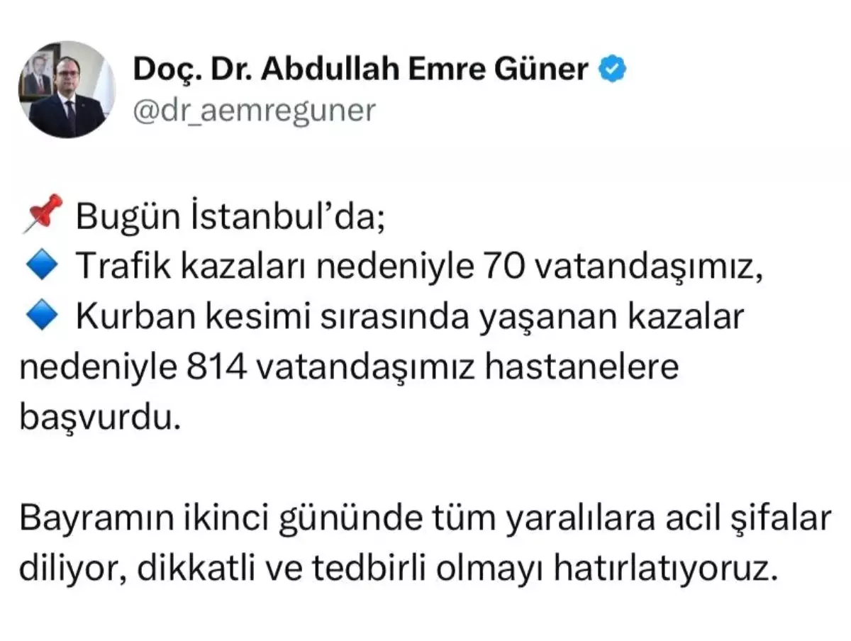 Kurban Bayramı'nda 884 Vatandaş Hastaneye Başvurdu