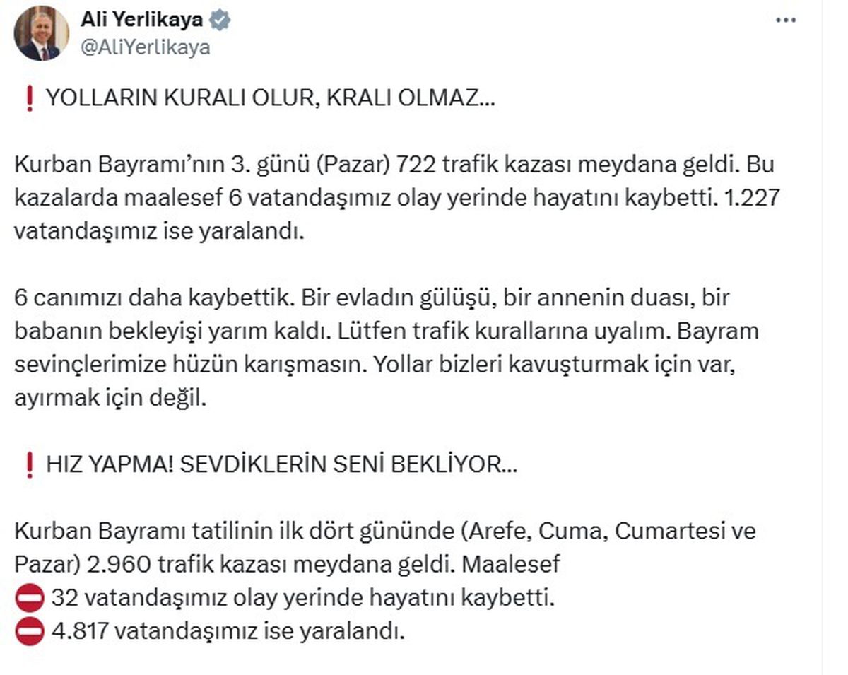 Kurban Bayramı'nda 32 Kişi Hayatını Kaybetti