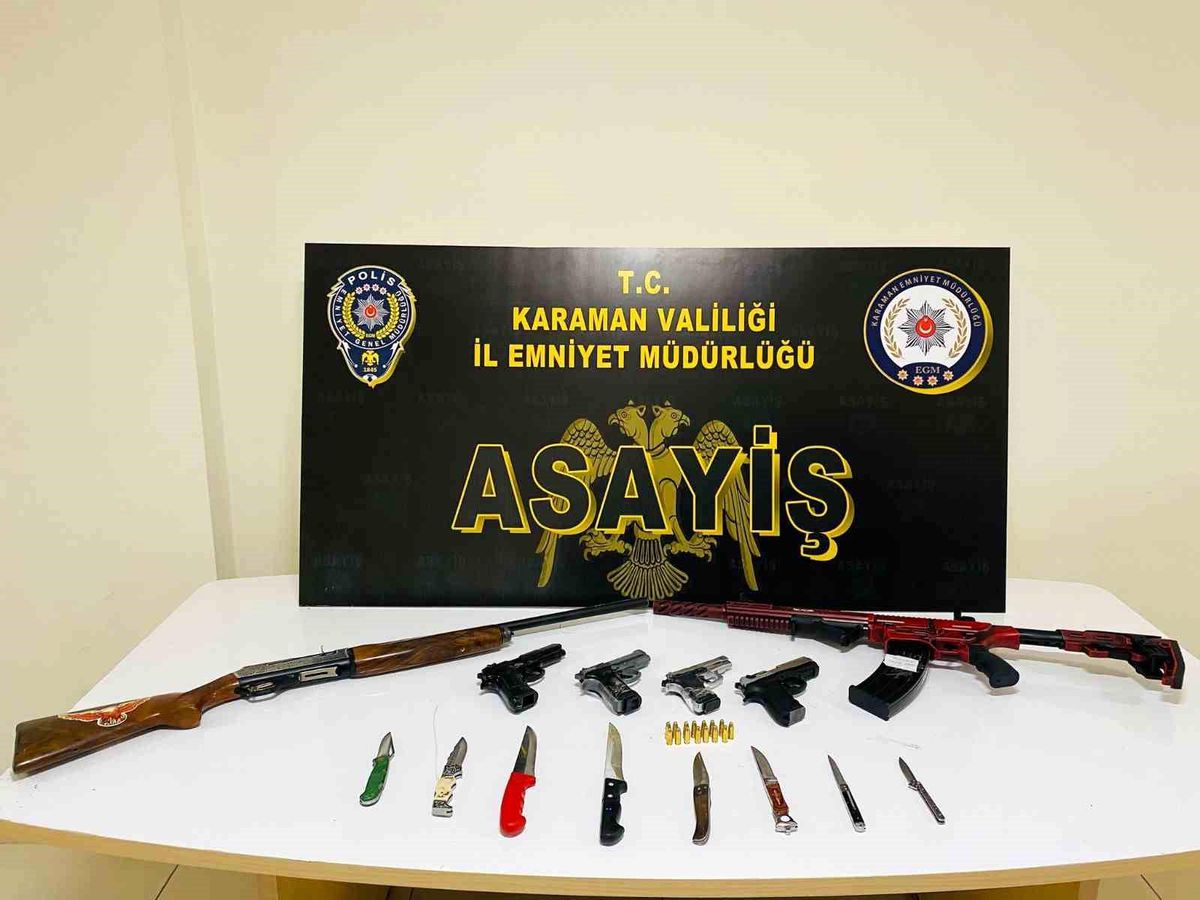 Karaman'da Asayiş Uygulamalarında Uyuşturucu ve Ruhsatsız Silahlar Ele Geçirildi