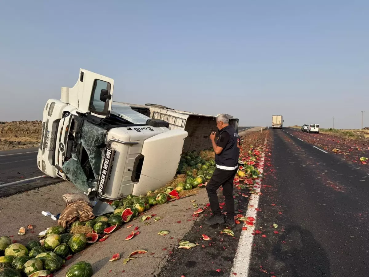 Şırnak'ta Karpuz Yüklü TIR Devrildi: Şoför Ağır Yaralandı
