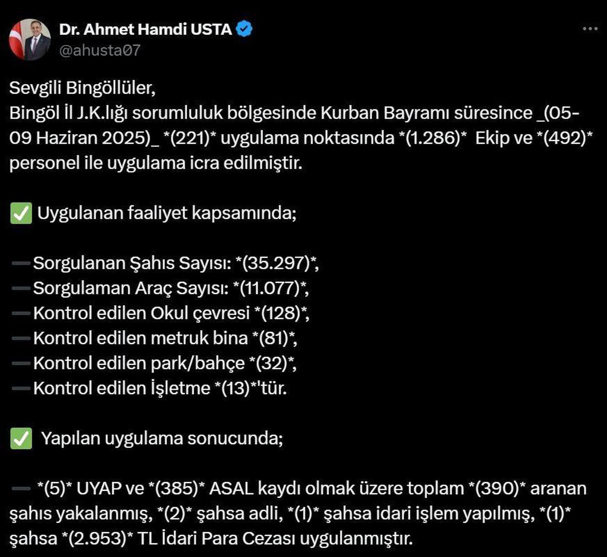 Bingöl'de Jandarma Bayram Boyunca 390 Şüpheliyi Yakaladı