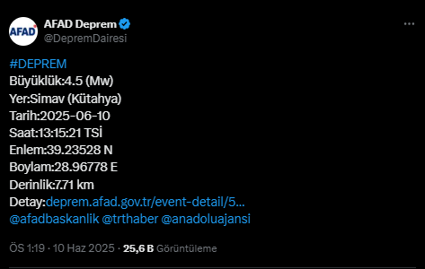 DEPREM Mİ OLDU? 10 Haziran Kütahya'da deprem mi oldu?