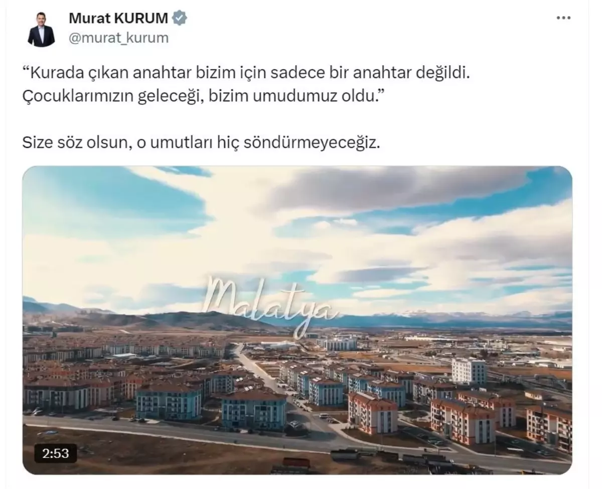 Malatya'da Depremzedelere Yeni Konutlar Teslim Edildi