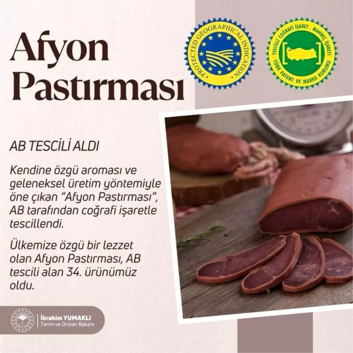 Afyon Pastırması, Avrupa'da Coğrafi İşaret Tescili Aldı