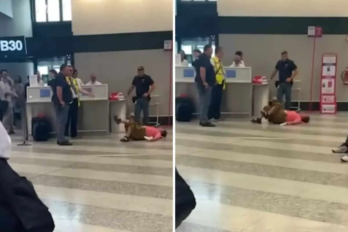 El bagajının fazla ağır olduğu söylenen kadın, sinir krizi geçirerek yerlere yattı