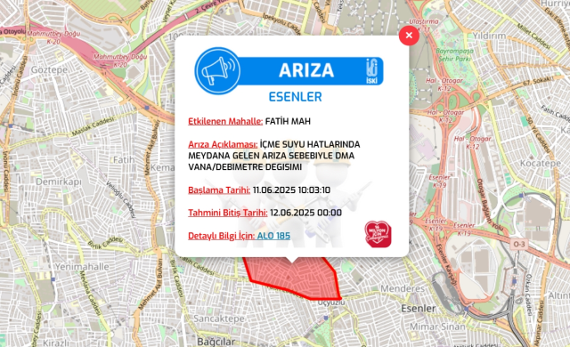 İstanbul ESENLER su kesintisi! 11-12 Haziran İSKİ Esenler su kesintisi ne zaman bitecek, sular ne zaman gelecek?