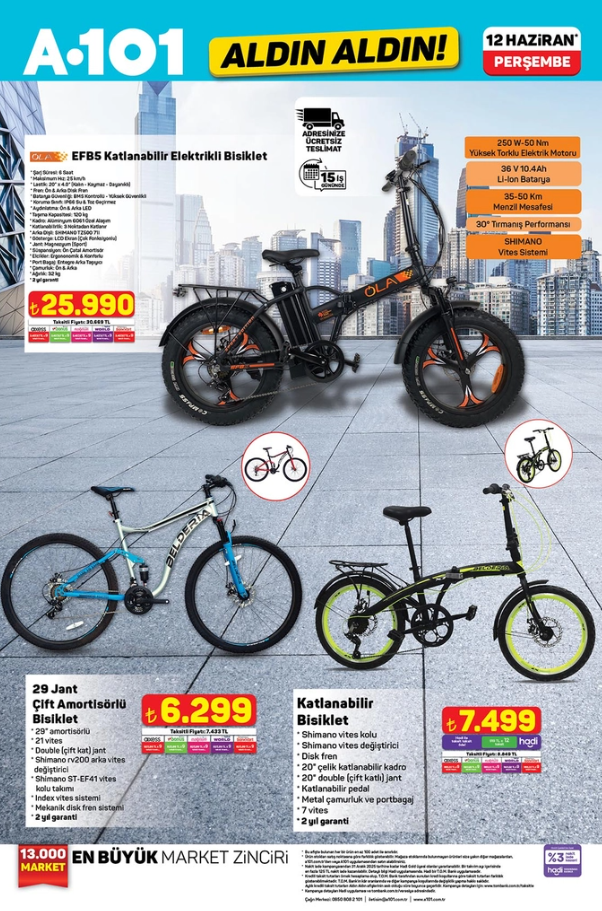 A101 12 HAZİRAN 2025 AKTÜEL KATALOG! Bugün A101'de neler var? Spor ekipmanları, Elektrikli Bisiklet, Moped...