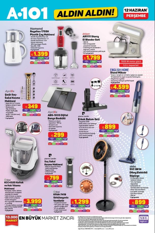 A101 12 HAZİRAN 2025 AKTÜEL KATALOG! Bugün A101'de neler var? Spor ekipmanları, Elektrikli Bisiklet, Moped...