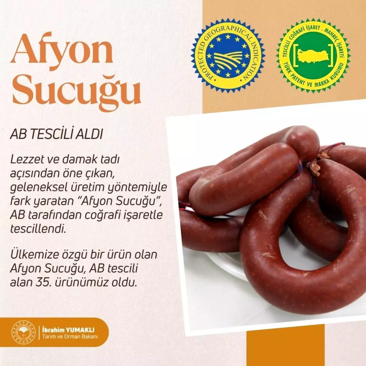 Afyon Sucuğu AB'den Coğrafi İşaret Tescili Aldı