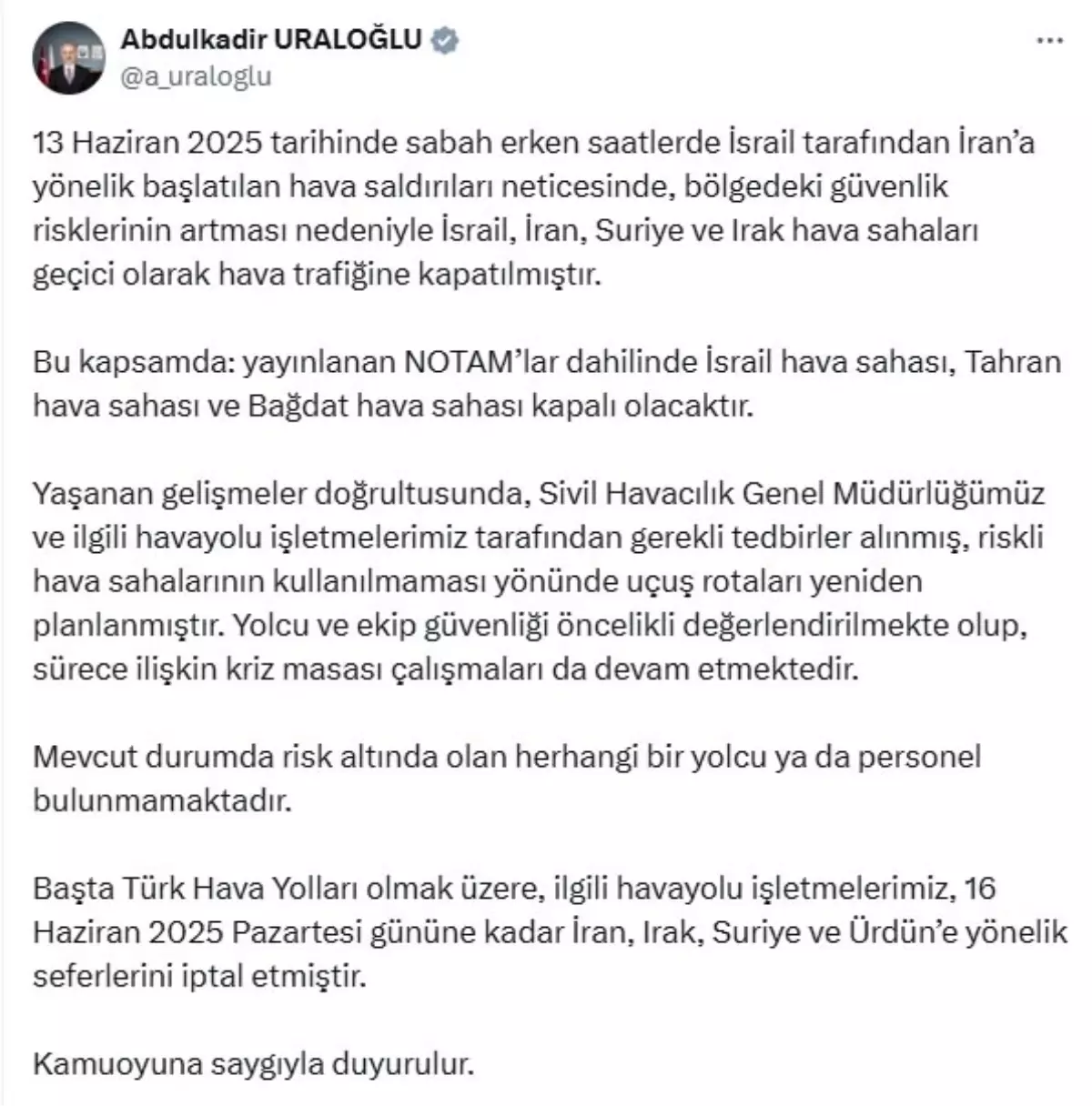 Havayolu Şirketleri, Bölgede Artan Güvenlik Riskleri Nedeniyle Seferleri İptal Edildi