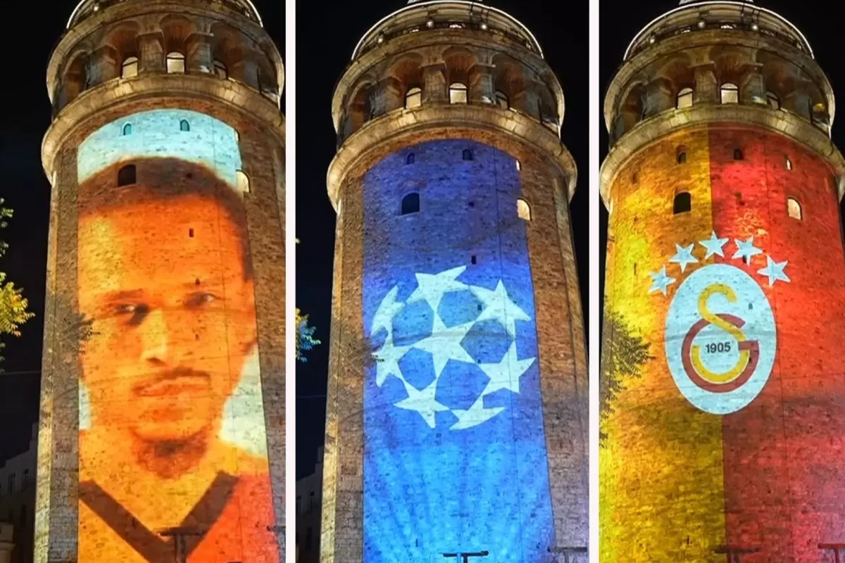 Galatasaray'dan 00:00'da Galata Kulesi'nde ışık şov