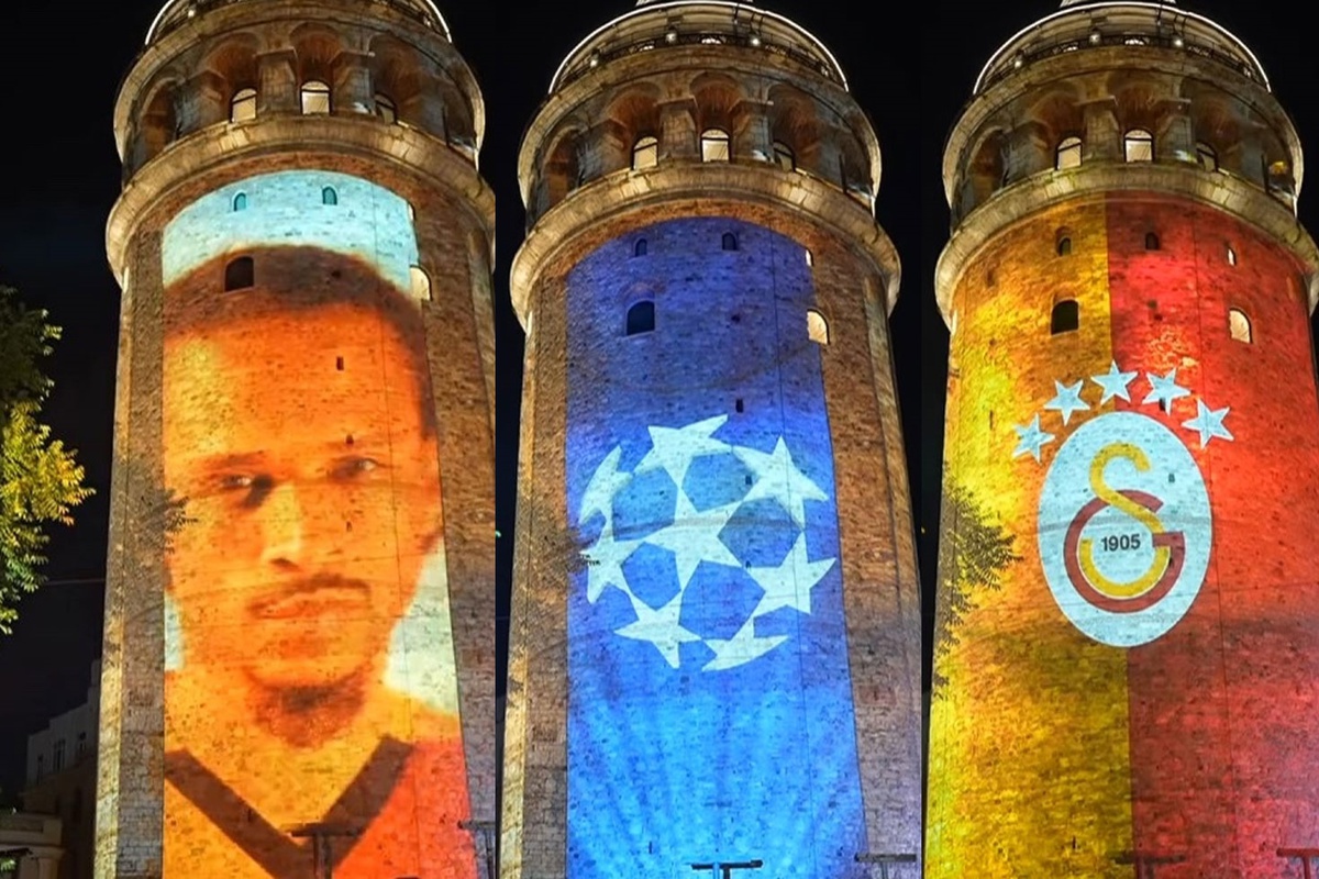 Galatasaray'dan 00:00'da Galata Kulesi'nde ışık şov