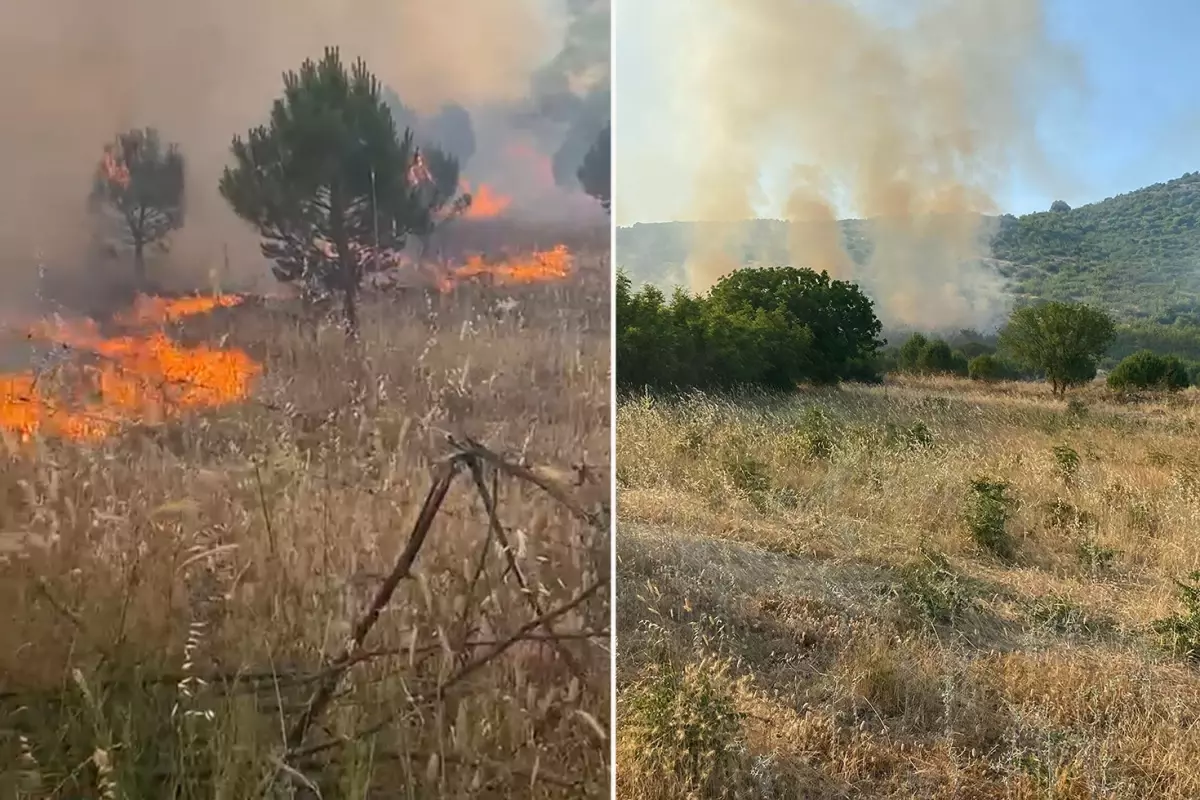 Balıkesir'de tarım arazisinde yangın! Alevlere müdahale devam ediyor