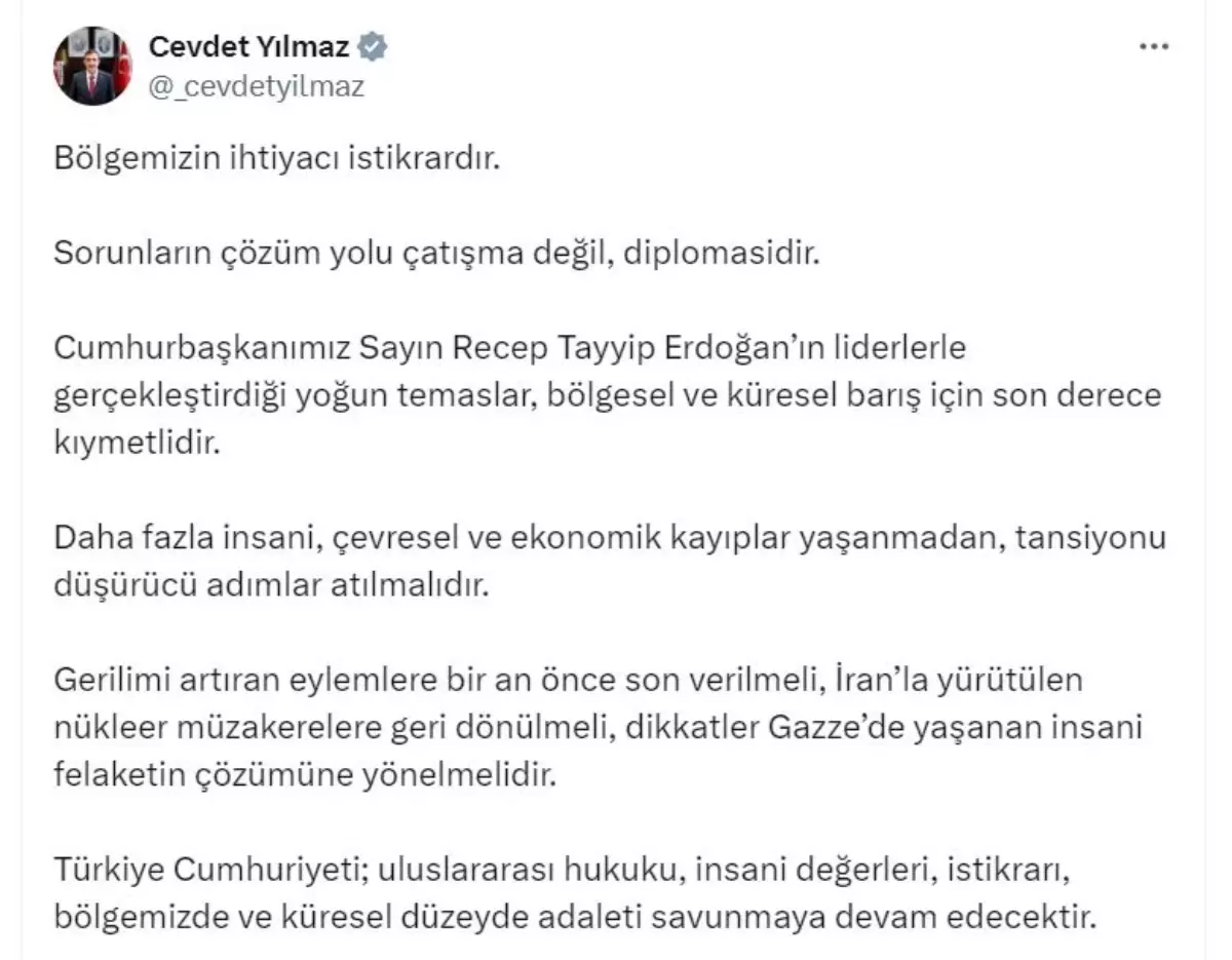 Cevdet Yılmaz: Gerilimi artıran eylemlere bir an önce son verilmeli