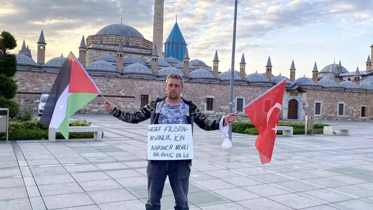 Çocuklarını bırakıp çocuklar ölmesin, savaş bitsin diye çıktığı Gazze yürüyüşünde Babalar Günü'nde Konya'ya ulaştı