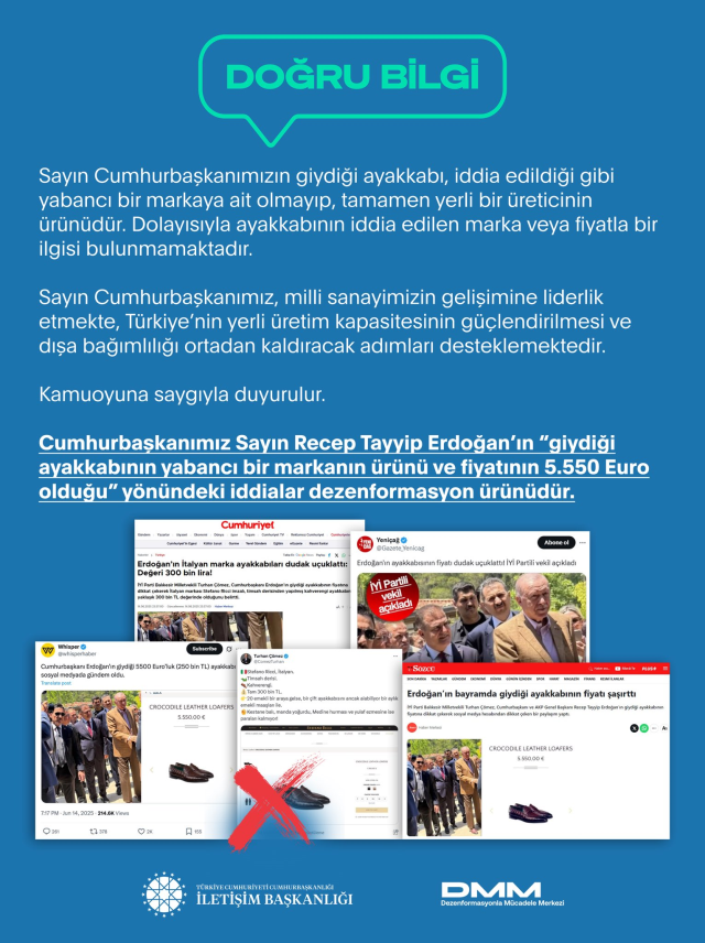 Denial from the Communications Directorate regarding the claim about Erdoğan's shoes