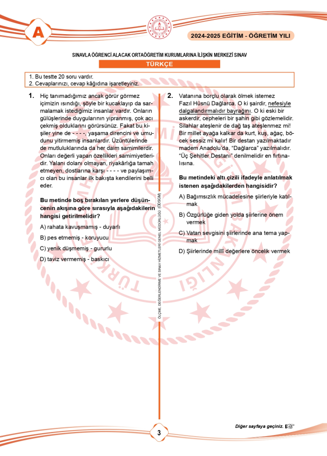 LGS soru cevapları! 2025 LGS Türkçe, Matematik, Fen Bilimleri, İnkılap Tarihi, İngilizce, Din Kültürü SÖZEL -SAYISAL soru cevapları PDF indir – oku!
