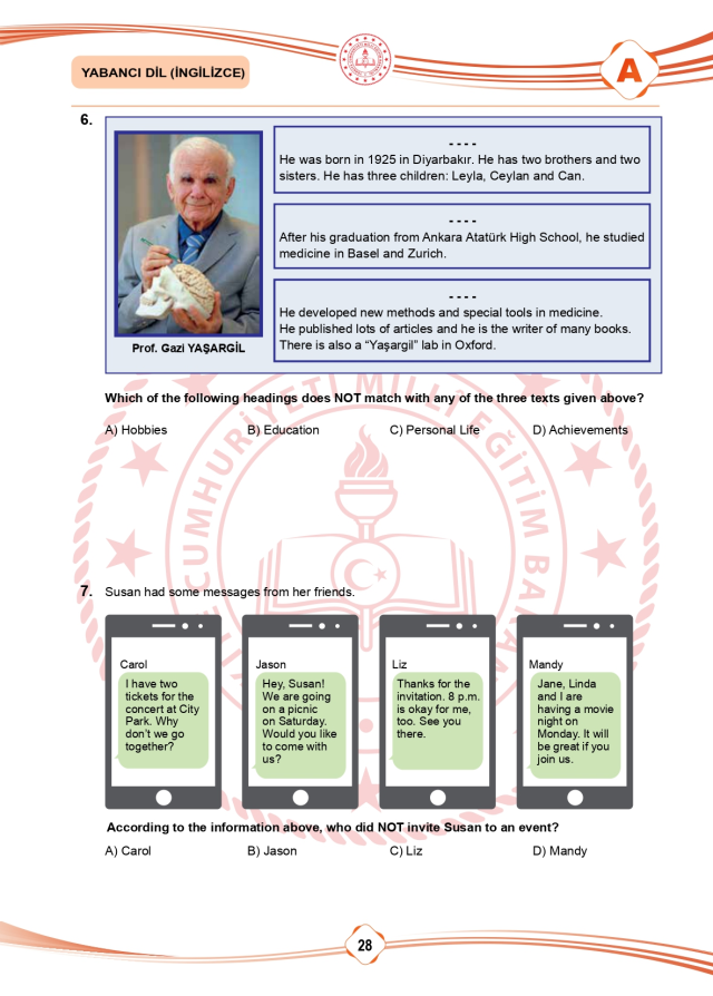 LGS soru cevapları! 2025 LGS Türkçe, Matematik, Fen Bilimleri, İnkılap Tarihi, İngilizce, Din Kültürü SÖZEL -SAYISAL soru cevapları PDF indir – oku!