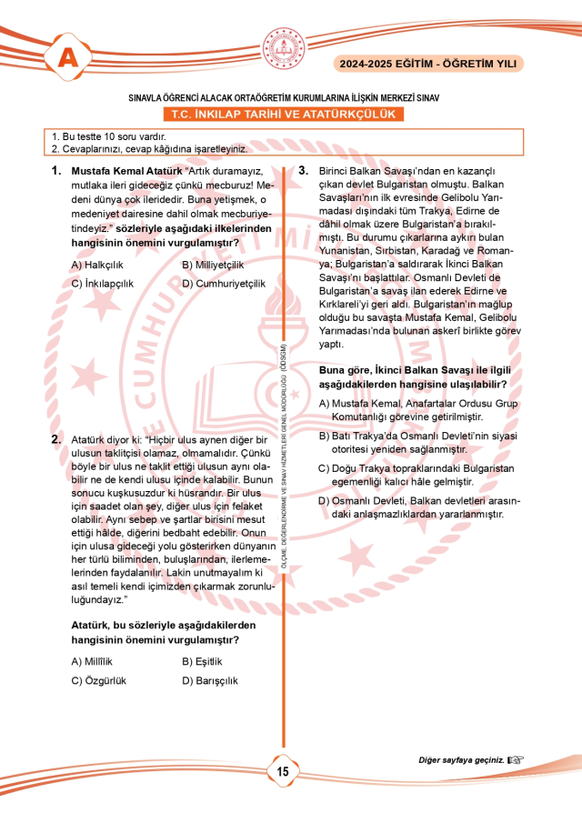 LGS soru cevapları! 2025 LGS Türkçe, Matematik, Fen Bilimleri, İnkılap Tarihi, İngilizce, Din Kültürü SÖZEL -SAYISAL soru cevapları PDF indir – oku!