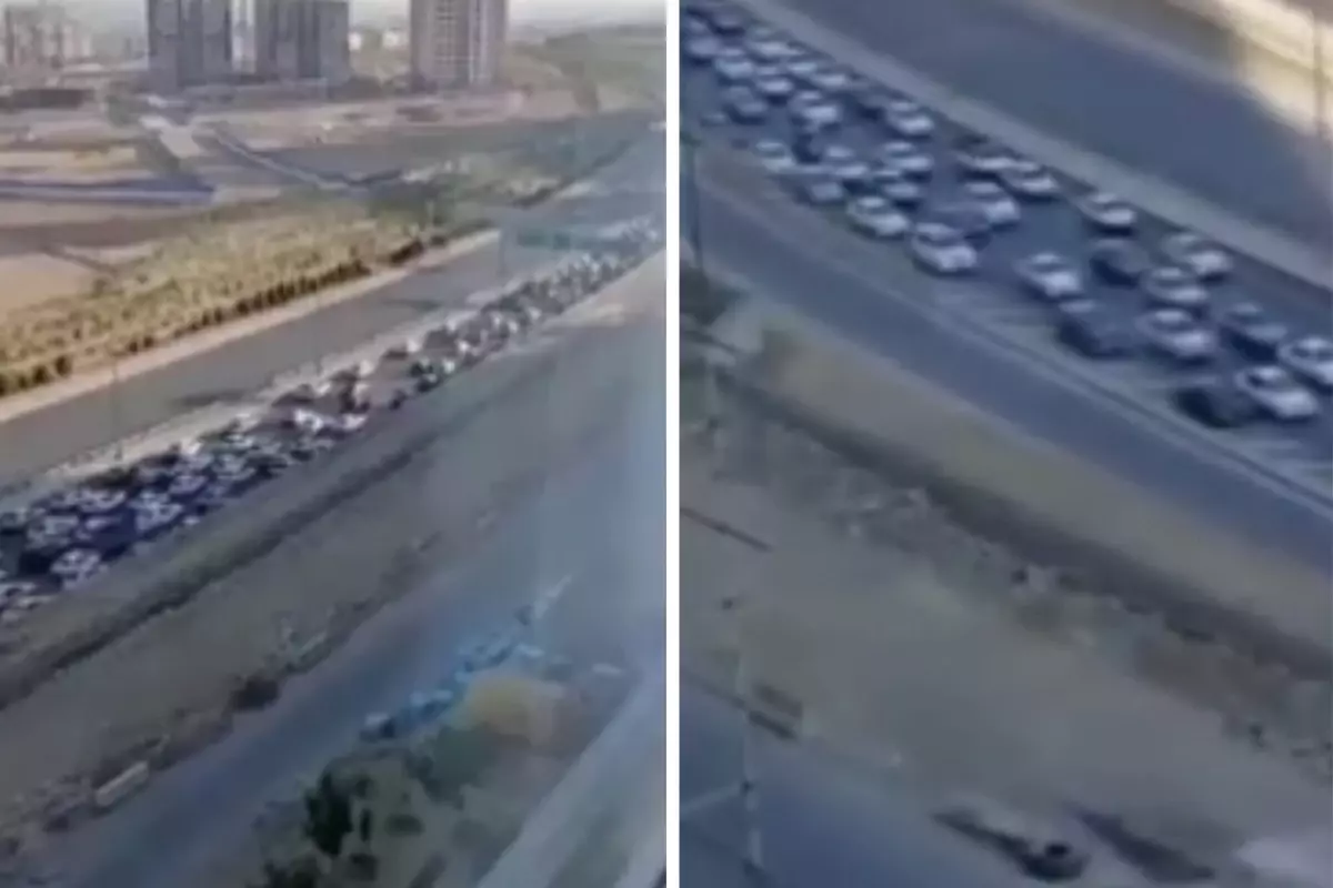 İsrail saldırıları sonrası Tahran'da araç kuyrukları oluştu! Trafik durma noktasına geldi