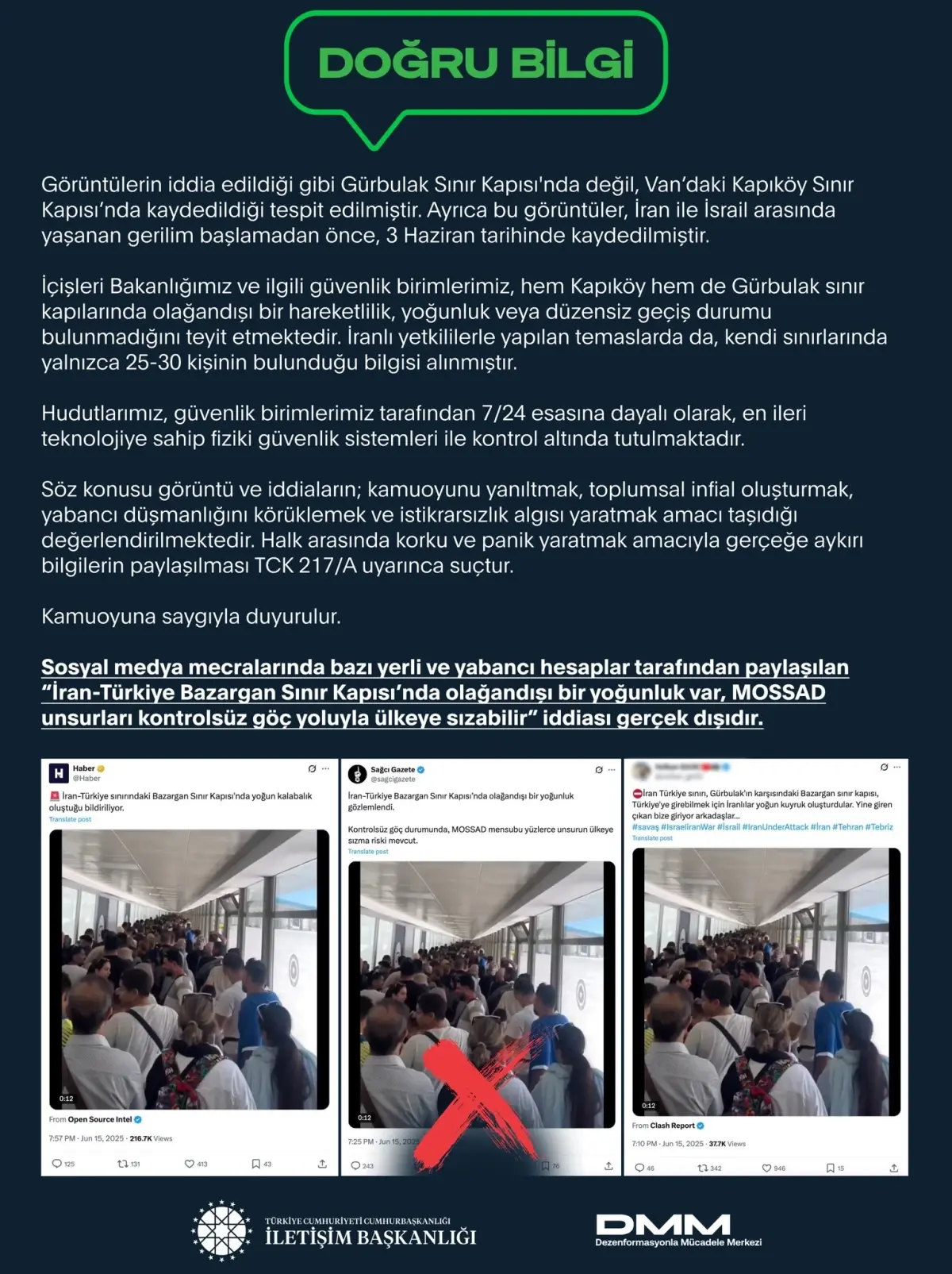 Sınır Kapısındaki Yoğunluk İddiaları Yalanlandı