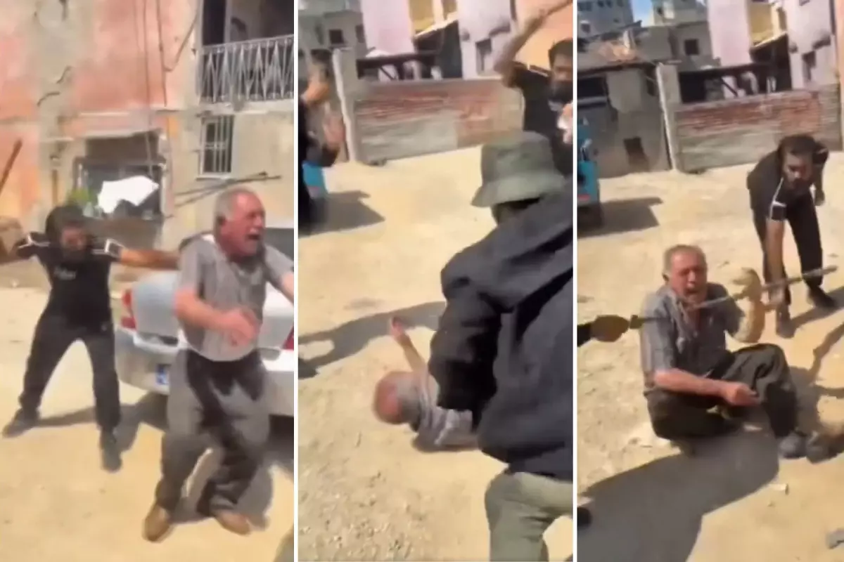 Yaşlı adamı ellerine geçirdikleri sopalarla acımasızca dövdüler