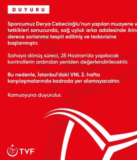 Derya neden yok, Derya Cebecioğlu voleybol kadın milli takım kadrosuna çağrılmadı mı? Derya neden yok, Derya Cebecioğlu voleybol kadın milli takım kadrosuna çağrılmadı mı?
