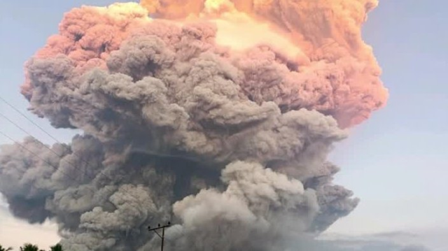 The volcano erupted in Indonesia, creating an ash cloud at an altitude of 11 kilometers